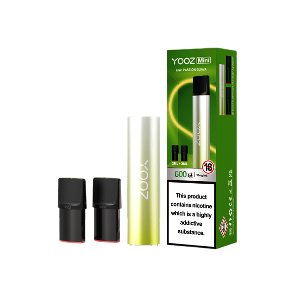 20mg Yooz Mini Rechargeable Device & Vape Pods x2 600 Puffs (BUY 5 GET 1 FREE) - Flavour: Pink Strawberry