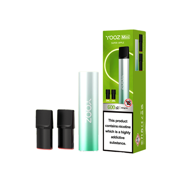 20mg Yooz Mini Rechargeable Device & Vape Pods x2 600 Puffs (BUY 5 GET 1 FREE) - Flavour: Pink Strawberry