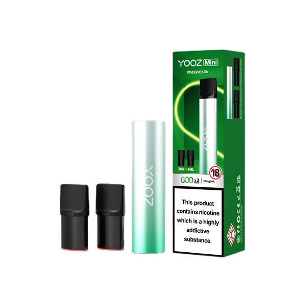 20mg Yooz Mini Rechargeable Device & Vape Pods x2 600 Puffs (BUY 5 GET 1 FREE) - Flavour: Lemon Mint