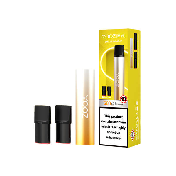20mg Yooz Mini Rechargeable Device & Vape Pods x2 600 Puffs (BUY 5 GET 1 FREE) - Flavour: Pink Strawberry