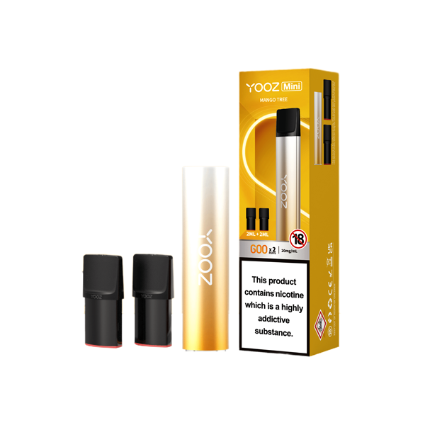 20mg Yooz Mini Rechargeable Device & Vape Pods x2 600 Puffs (BUY 5 GET 1 FREE) - Flavour: Pink Strawberry