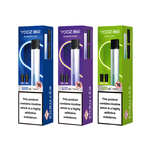 20mg Yooz Mini Rechargeable Device & Vape Pods x2 600 Puffs (BUY 5 GET 1 FREE) - Flavour: Lemon Mint