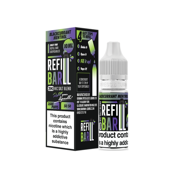 20mg Refill Bar Salts 10ml Nic Salts (50VG/50PG) - Flavour: Blue Razz Lemonade