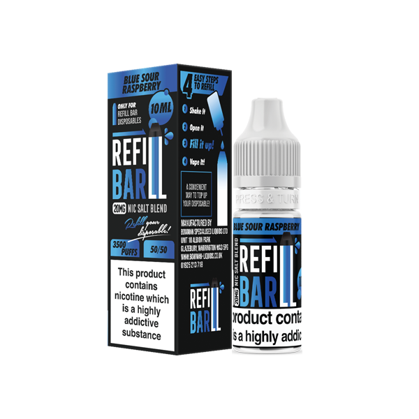 20mg Refill Bar Salts 10ml Nic Salts (50VG/50PG) - Flavour: Blue Razz Lemonade