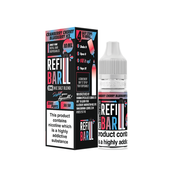 20mg Refill Bar Salts 10ml Nic Salts (50VG/50PG) - Flavour: Blue Razz Lemonade