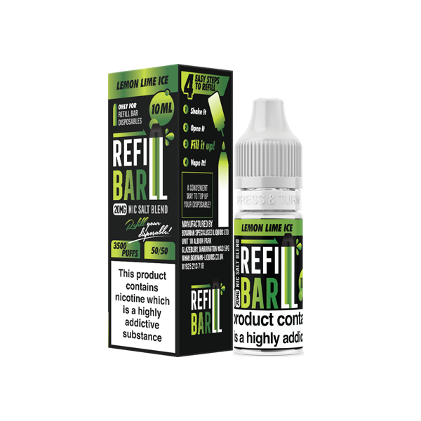 20mg Refill Bar Salts 10ml Nic Salts (50VG/50PG) - Flavour: Blue Razz Lemonade