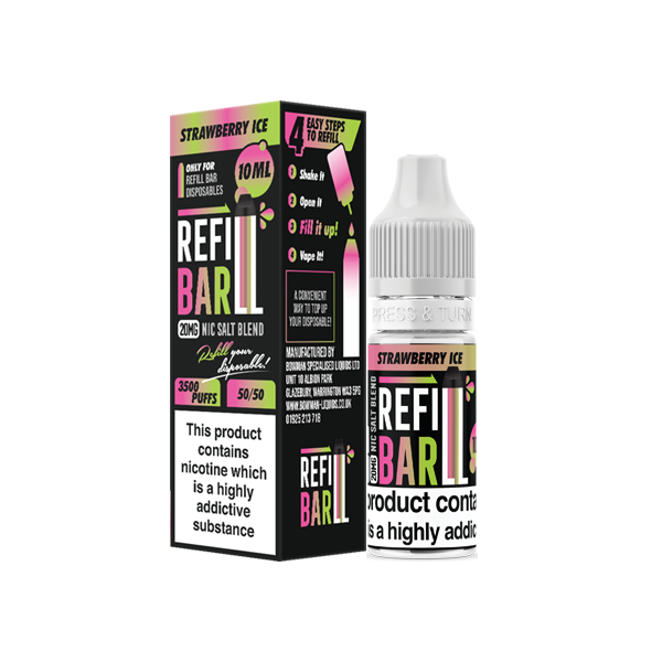 20mg Refill Bar Salts 10ml Nic Salts (50VG/50PG) - Flavour: Blue Razz Lemonade