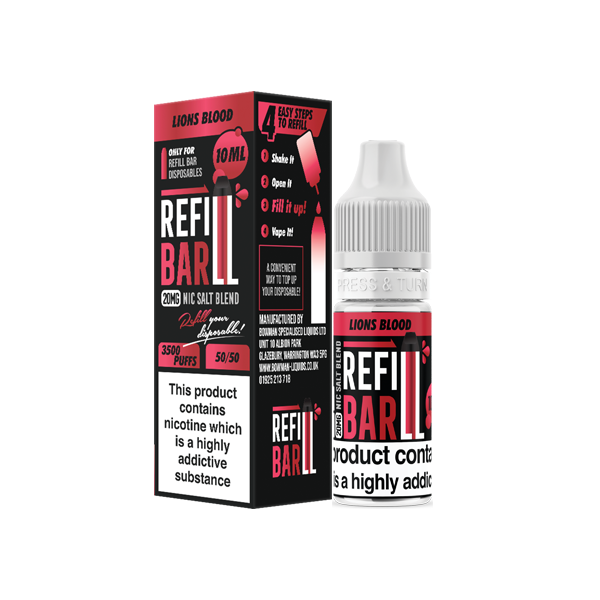 20mg Refill Bar Salts 10ml Nic Salts (50VG/50PG) - Flavour: Blue Razz Lemonade