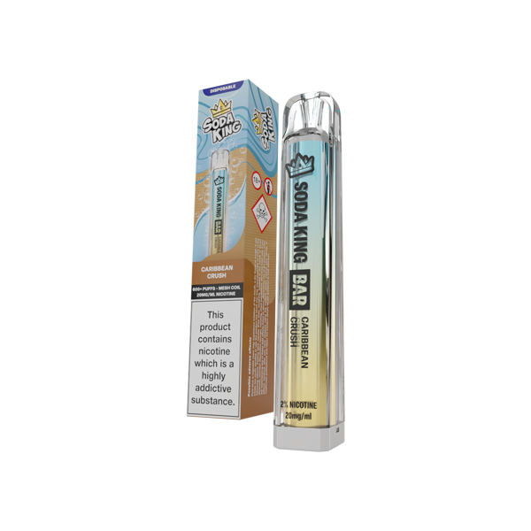 20mg Soda King Bar Disposable Vape Device 600 Puffs - Flavour: Menthol