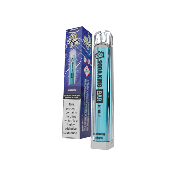 20mg Soda King Bar Disposable Vape Device 600 Puffs - Flavour: Menthol