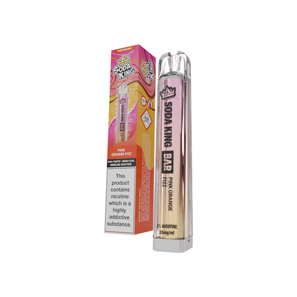 20mg Soda King Bar Disposable Vape Device 600 Puffs - Flavour: Pink Lady