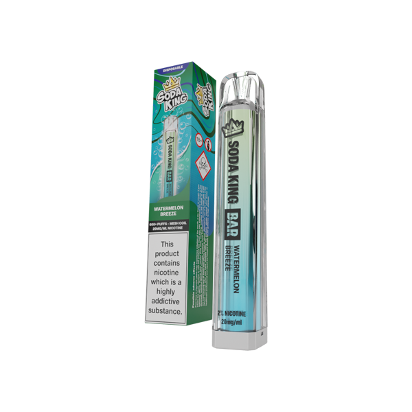 20mg Soda King Bar Disposable Vape Device 600 Puffs - Flavour: Menthol