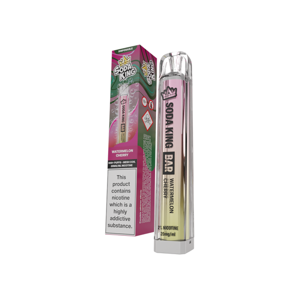 20mg Soda King Bar Disposable Vape Device 600 Puffs - Flavour: Pink Lady