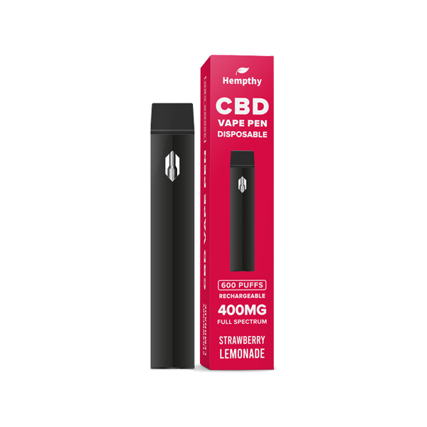 Hempthy 400mg CBD Disposable Vape Pen 600 Puffs - Flavour: Strawberry Lemonade