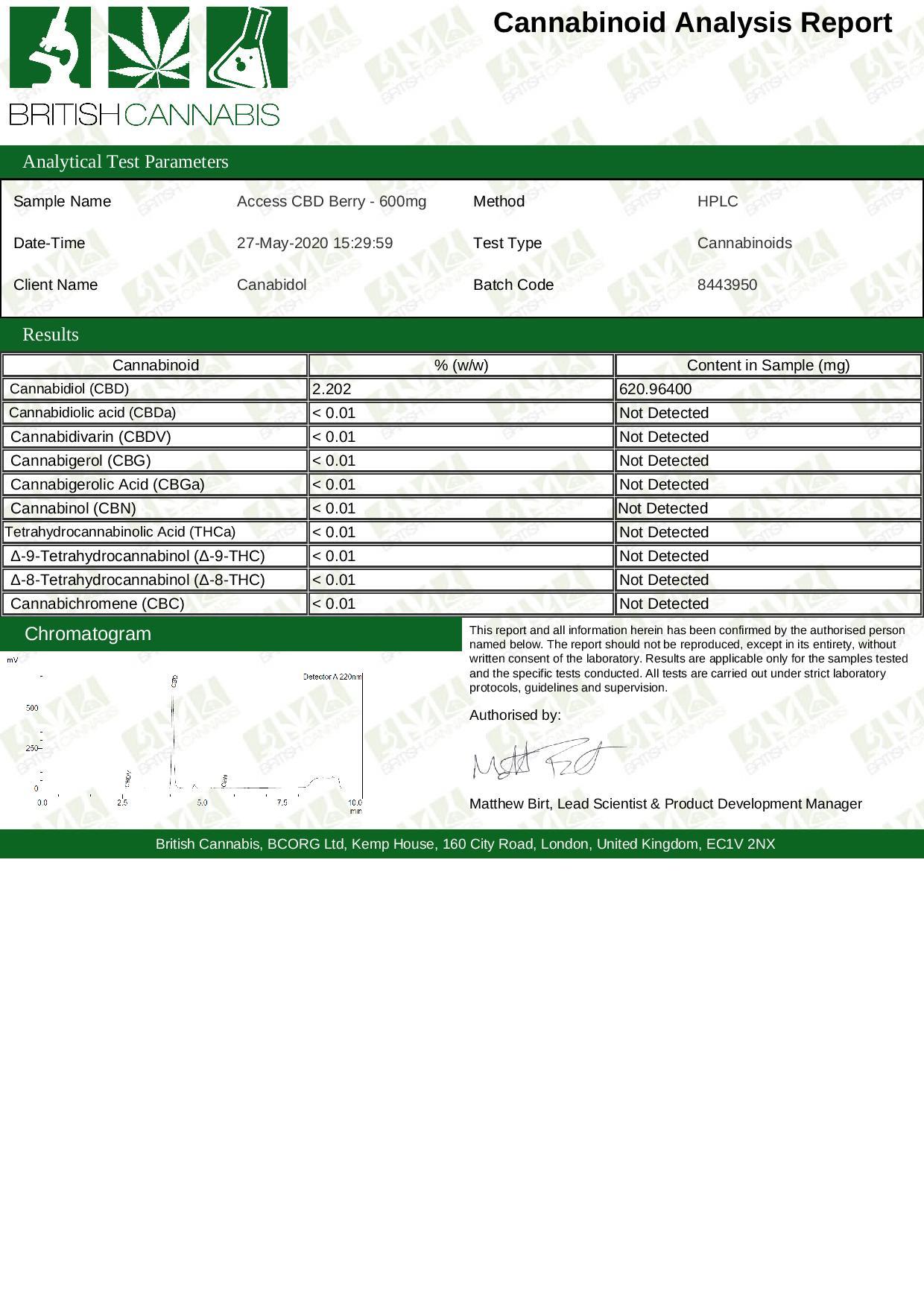 Access CBD 600mg CBD Broad Spectrum Oil Mixed 30ml - Flavour: Citrus - SilverbackCBD