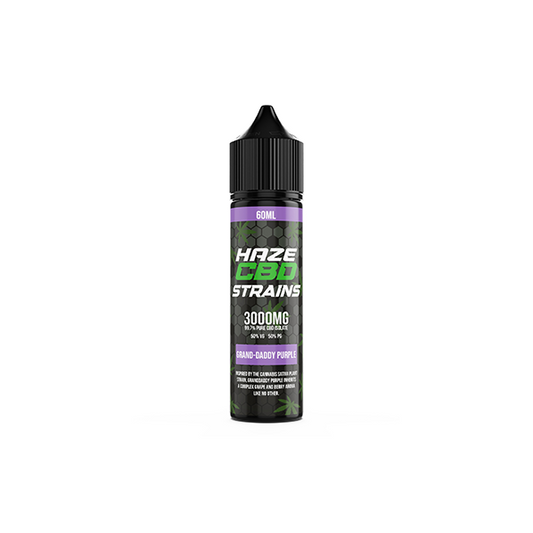 Haze CBD Strains 3000mg CBD E-Liquid 50ml Shortfill 0mg (50VG/50PG) - Flavour: Grand Daddy Purple