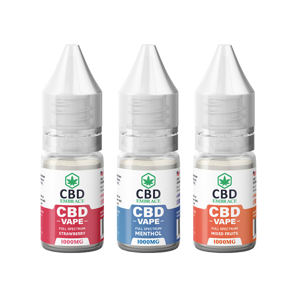 CBD Embrace 1000mg Full Spectrum CBD Vape Oil - 10ml - Flavour: Strawberry