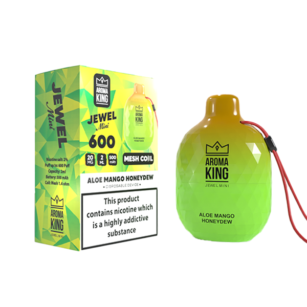 0mg Aroma King Jewel Mini Disposable Vape Device 600 Puffs - Flavour: Aloe Mango Honeydew