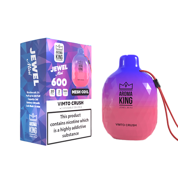 0mg Aroma King Jewel Mini Disposable Vape Device 600 Puffs - Flavour: Vimto Crush