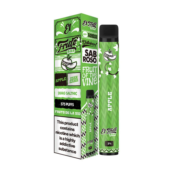 20mg El Fruto Bar Disposable Vape Device 575 Puffs - Flavour: Peach