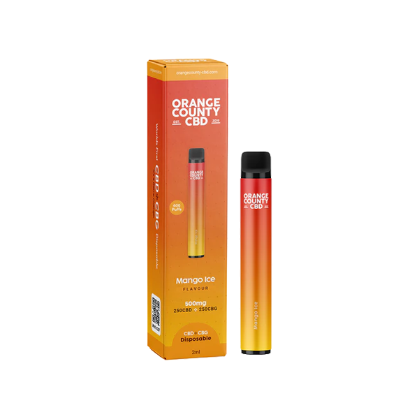 Orange County CBD 500mg CBD & CBG Disposable Vape Device 600 Puffs - Flavour: Cool Menthol