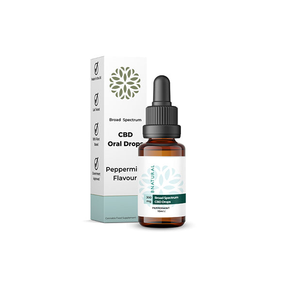 Bnatural 300mg Broad Spectrum CBD Peppermint Oral Drops - 10ml