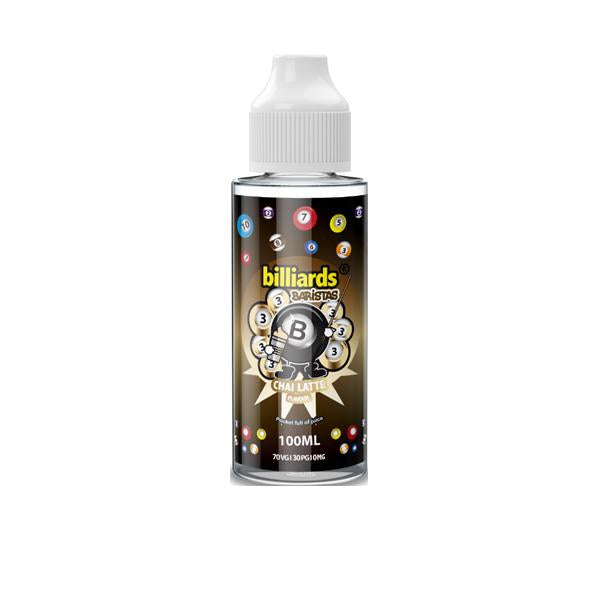 Billiards Baristas Range 100ml Shortfill 0mg (70VG-30PG) - Amount: X5 & Flavour: Pink Tea - SilverbackCBD