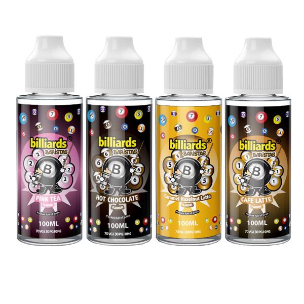 Billiards Baristas Range 100ml Shortfill 0mg (70VG-30PG) - Amount: X5 & Flavour: Pink Tea - SilverbackCBD