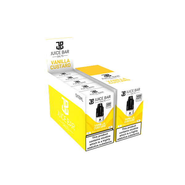 10mg Juice Bar Salts 10ml Nic Salts - Pack Of 5 (50VG/50PG) - Flavour: Vanilla Custard