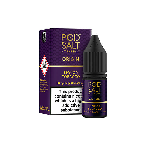 11mg Pod Salt Origins 10ml Nic Salt (50VG-50PG) - Flavour: Liquor Tobacco