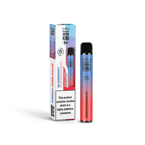 10mg Aroma King Bar 600 Disposable Vape Device 600 Puffs - Flavour: Blueberry Bubblegum