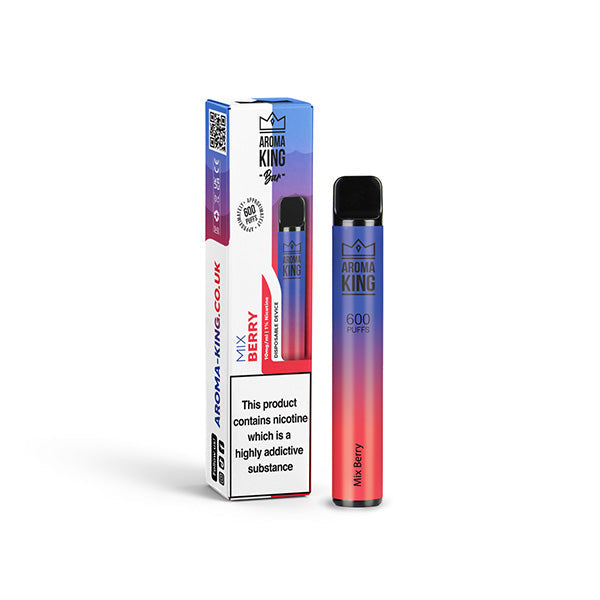 10mg Aroma King Bar 600 Disposable Vape Device 600 Puffs - Flavour: Blueberry Bubblegum