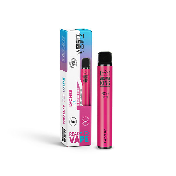 0mg Aroma King Bar 600 Disposable Vape Device 600 Puffs - Flavour: Lychee Ice