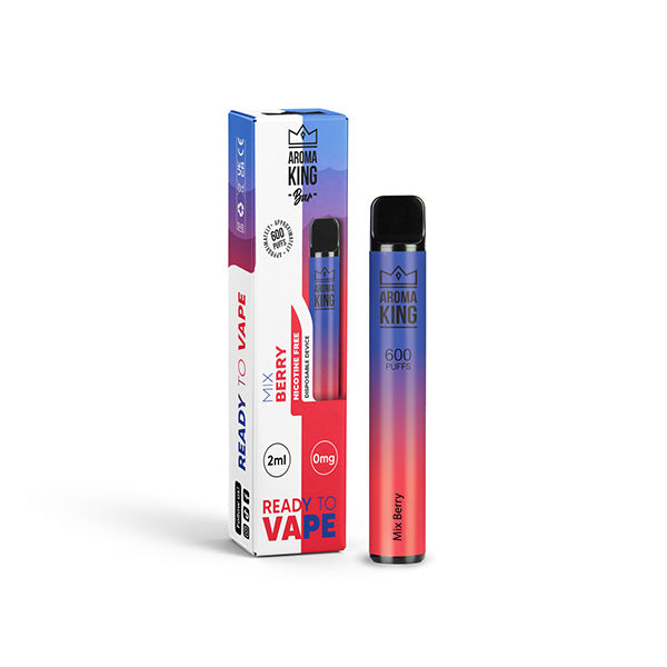 0mg Aroma King Bar 600 Disposable Vape Device 600 Puffs - Flavour: Berry Peach