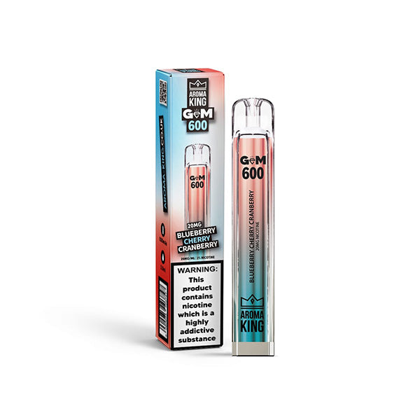 20mg Aroma King GEM 600 Disposable Vape Device 600 Puffs - Flavour: Blueberry Pomegranate