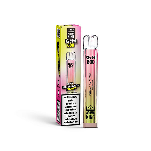 20mg Aroma King GEM 600 Disposable Vape Device 600 Puffs - Flavour: Strawberry Watermelon