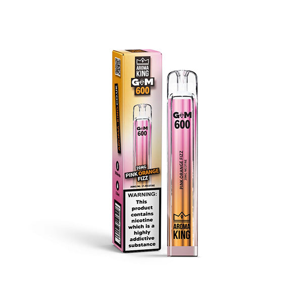 20mg Aroma King GEM 600 Disposable Vape Device 600 Puffs - Flavour: Pink Orange Frizz