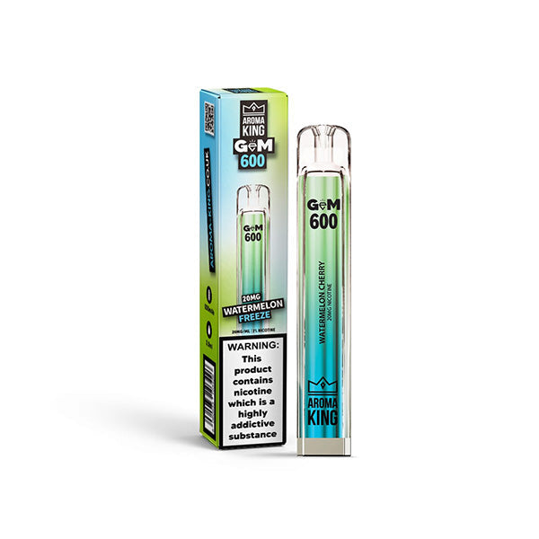 0mg Aroma King GEM 600 Disposable Vape Device 600 Puffs - Flavour: Strawberry Kiwi