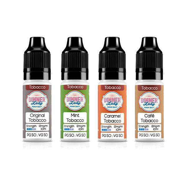 12mg Dinner Lady 50:50 Tobacco 10ml Nic Salts (50VG-50PG) - Flavour: Smooth Tobacco