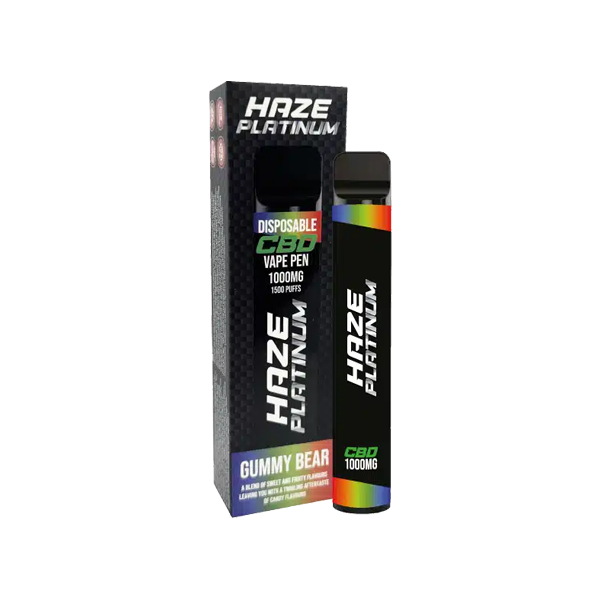 Haze Platinum 1000mg CBD Disposable Vape Device 1500 Puffs - Flavour: Apple Peach