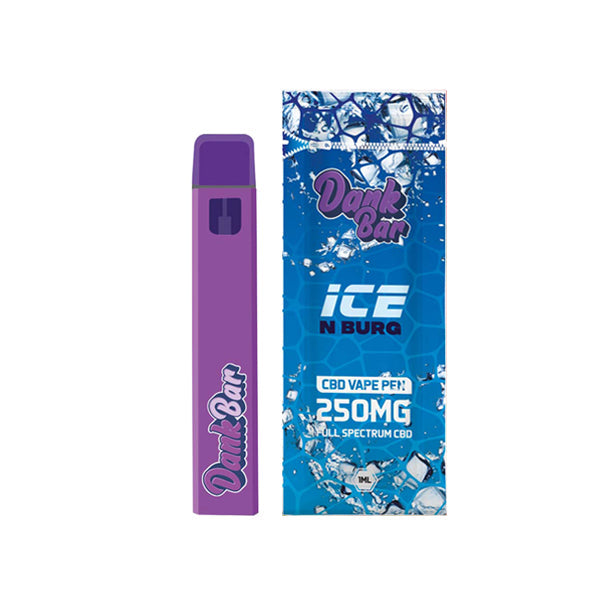 Dank Bar 250mg Full Spectrum CBD Vape Disposable by Purple Dank - 12 flavours - Flavour: Ice N Berg - SilverbackCBD