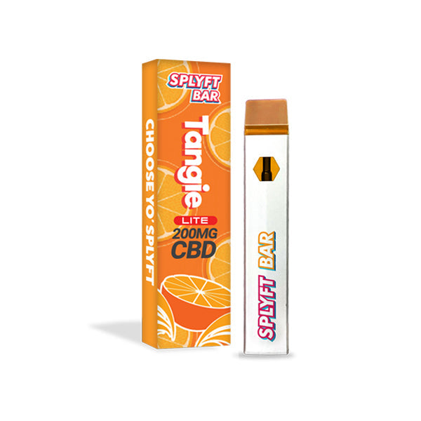 SPLYFT BAR LITE 200mg Full Spectrum CBD Disposable Vape - 12 flavours - Amount: x10 (Display Box) & Flavour: Tangie - SilverbackCBD