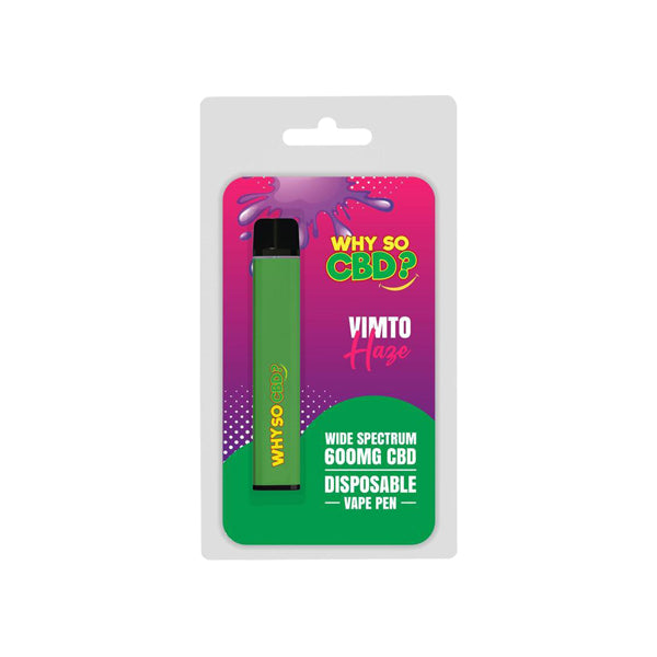 Why So CBD? 600mg Wide Spectrum CBD Disposable Vape Pen - 12 Flavours - Flavour: Raspberry Kush
