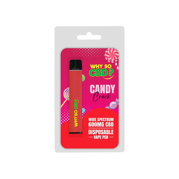 Why So CBD? 600mg Wide Spectrum CBD Disposable Vape Pen - 12 Flavours - Flavour: Candy Crack