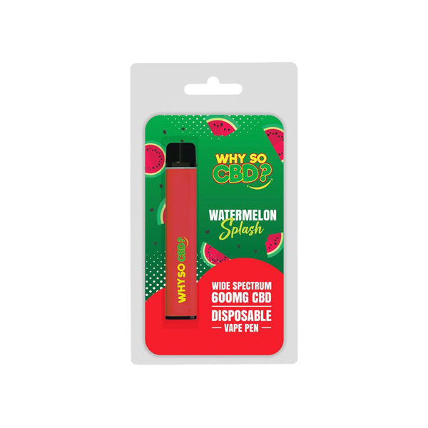Why So CBD? 600mg Wide Spectrum CBD Disposable Vape Pen - 12 Flavours - Flavour: Watermelon Splash