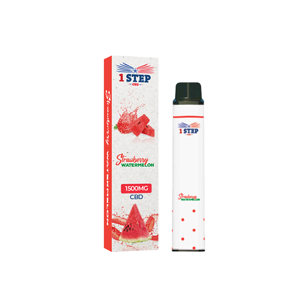 1 Step CBD 1500mg Broad Spectrum Disposable Vape - 8ml - Flavour: Strawberry Watermelon