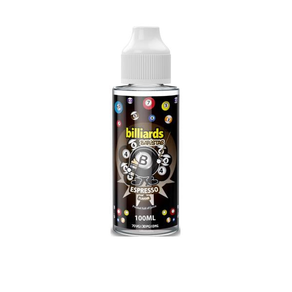 Billiards Baristas Range 100ml Shortfill 0mg (70VG-30PG) - Amount: X5 & Flavour: Pink Tea - SilverbackCBD