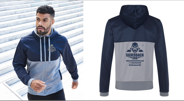 Silverback CBD Apparel Men's Cool Retro Track Zoodie - French Navy Sports Grey